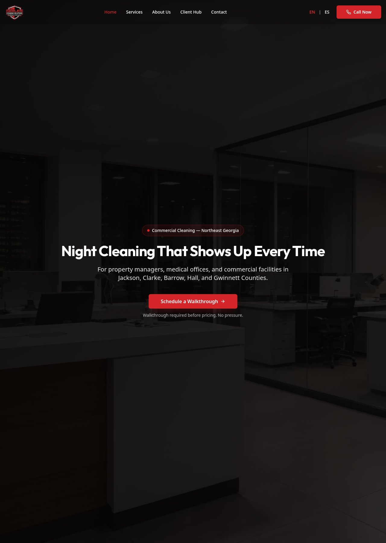 Quiles Cleaning Solutions website homepage